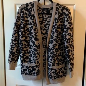 August Silk Chunky Cheetah Cardigan Sweater